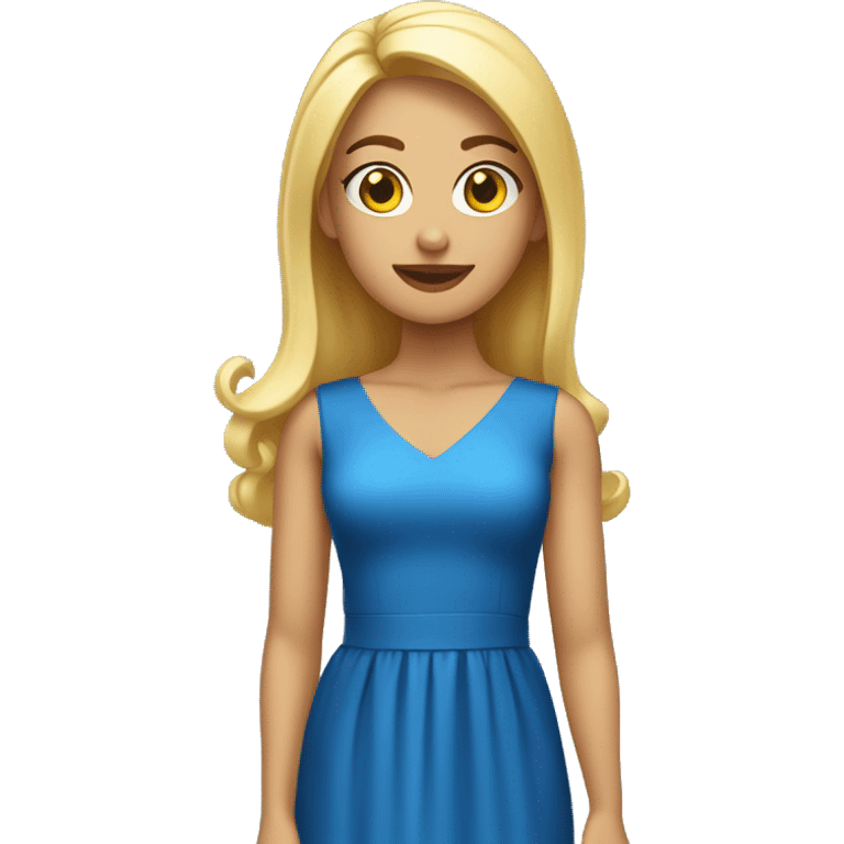 chica rubia con vestido azul  emoji