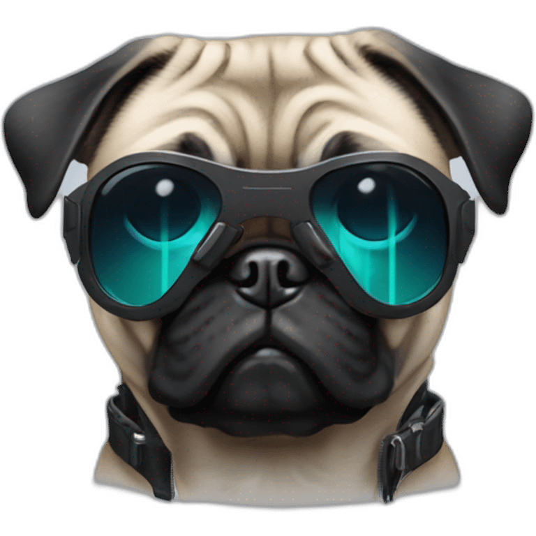 pug with black sunglasses and wearing a cyberpunk suit emoji