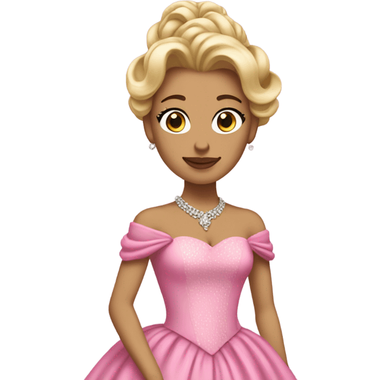 Princess with pink ballgown and light skin and big blonde hair updo pretty detailed realistic  emoji