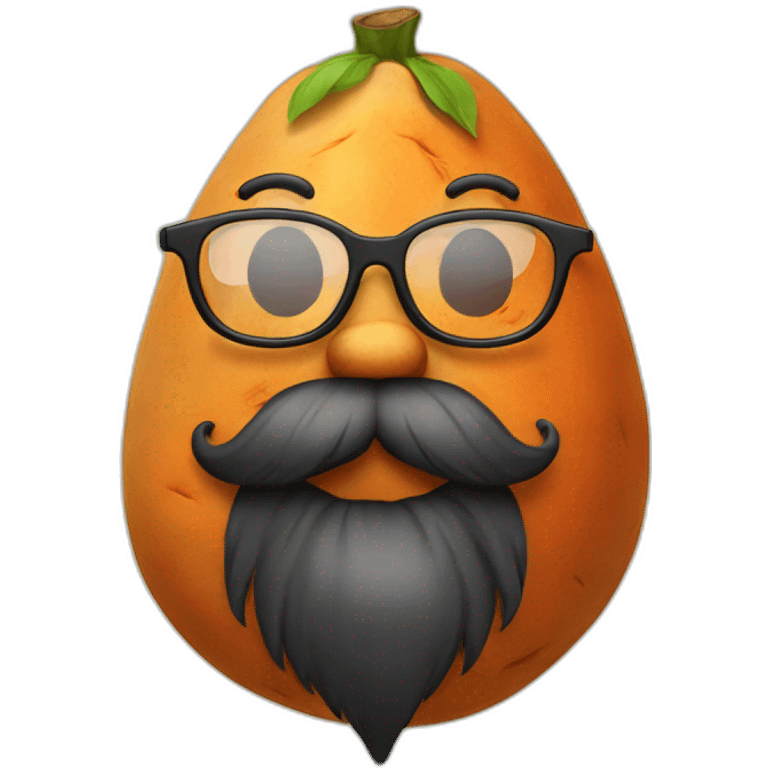 a sweet potato with glasses and a big beard emoji