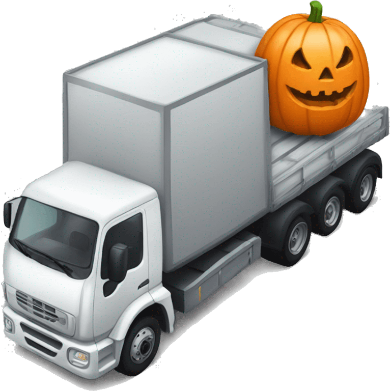 a side view of a lorry with a Halloween spooky pumpkin as cargo. emoji