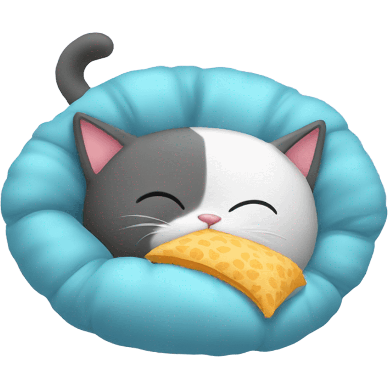 A cat eating a pillow that can breathe in the water ￼ emoji