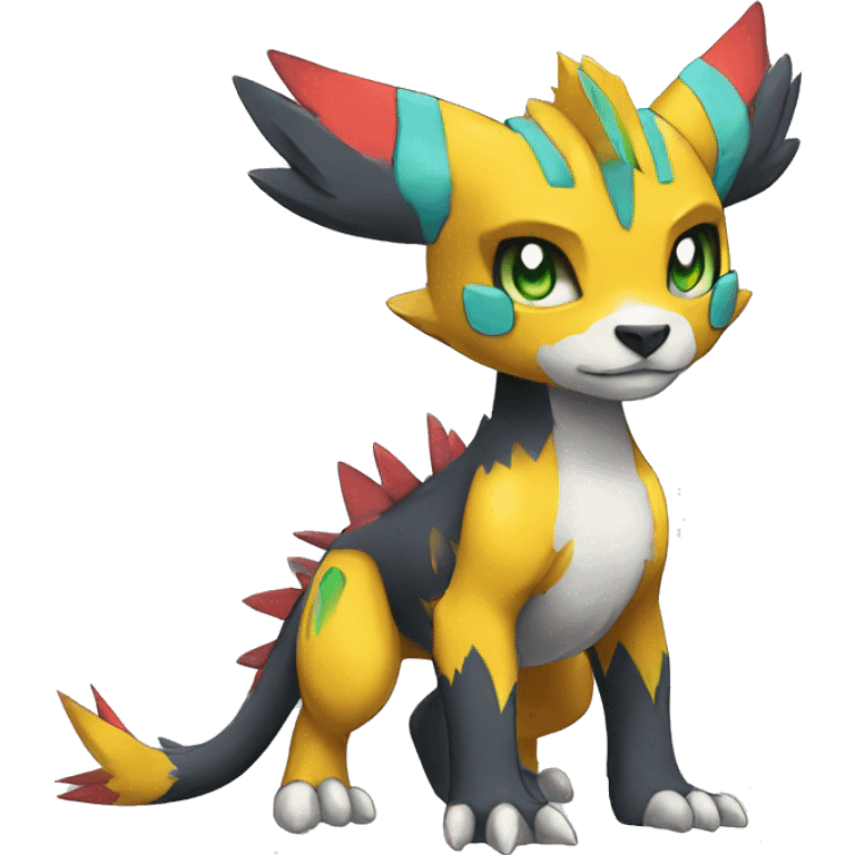 cute cool edgy Digimon-Fakemon-animal with colorful markings full body emoji