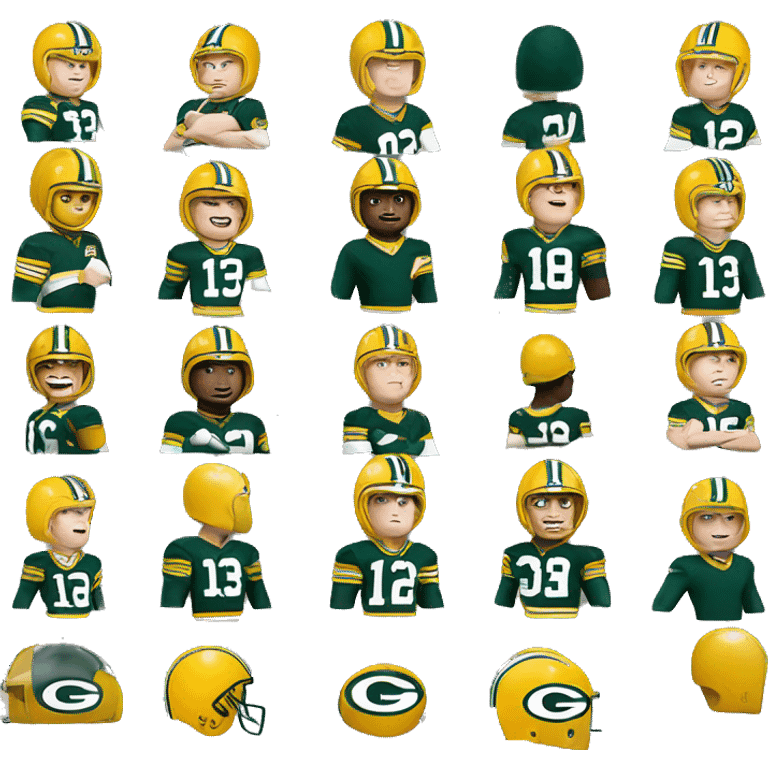 White boy wearing a Green Bay packers uniform and helmet with number 13  emoji