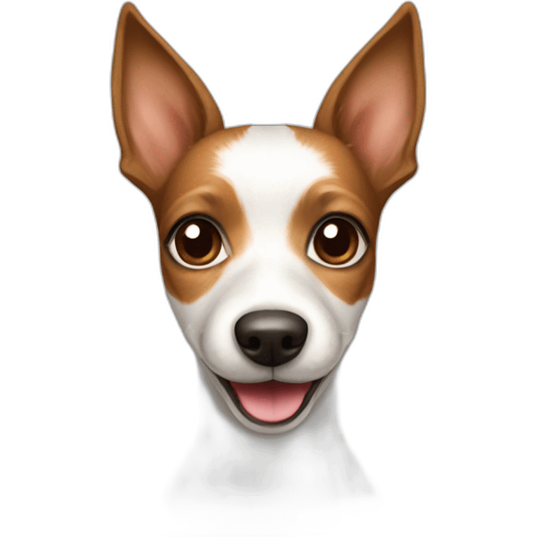 smiling female white and brown toy fox terrier with long fur emoji