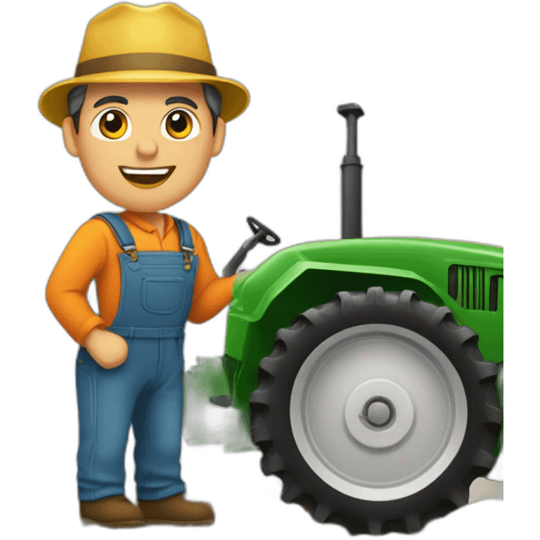 homme agriculteur avec son tracteur emoji