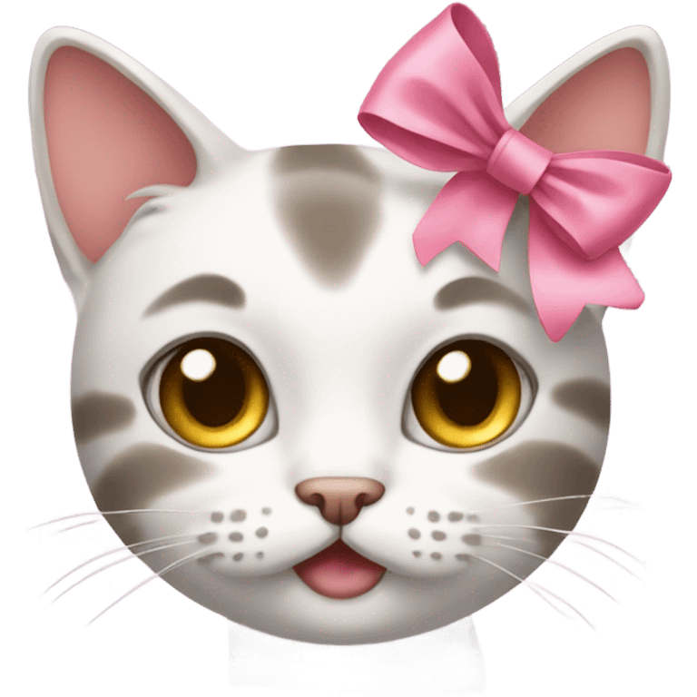 cat with blushing cheeks and pink bow emoji