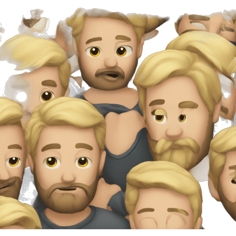 blonde guy with beard kissing men emoji