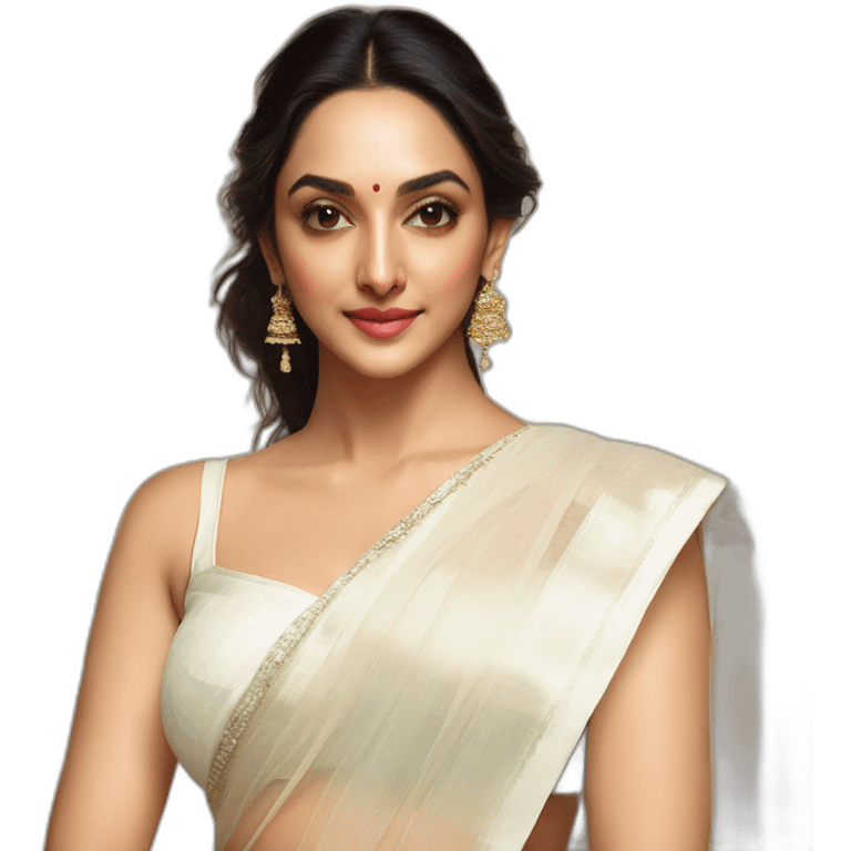 Kiara Advani in white half blouse saree emoji