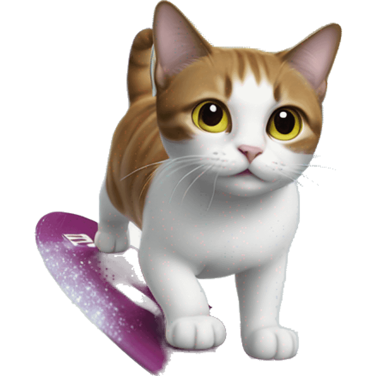 cat surfing over a rainbow in a galaxy emoji