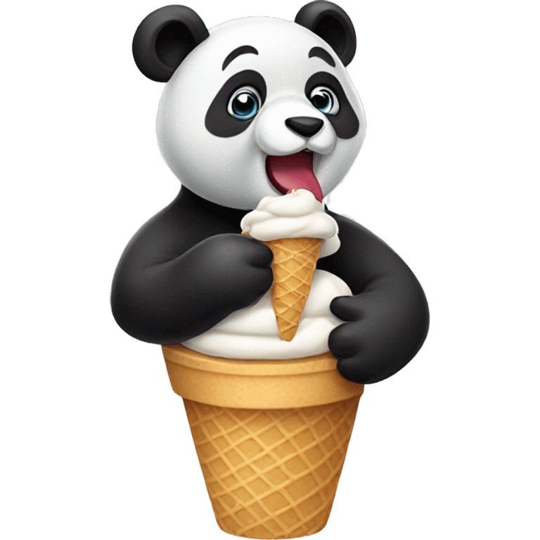 Panda eating ice cream emoji