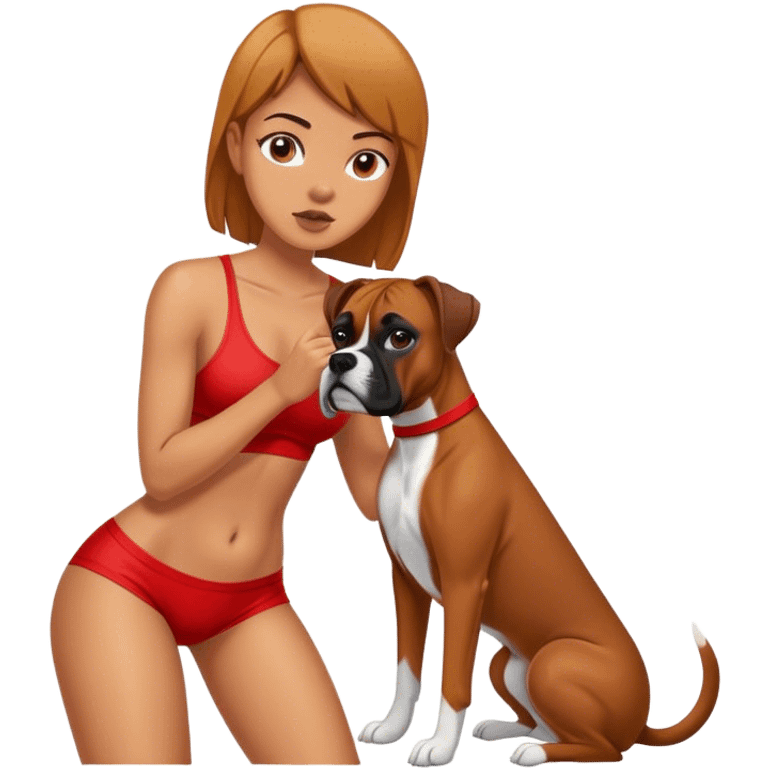 Gonger girl with boxer dog emoji