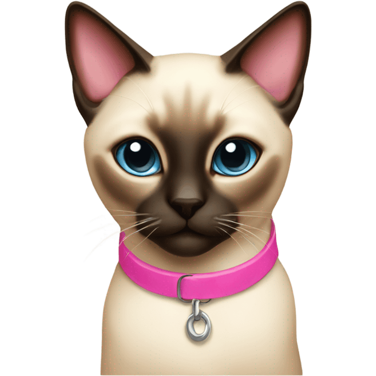 Siamese cat with pink collar emoji