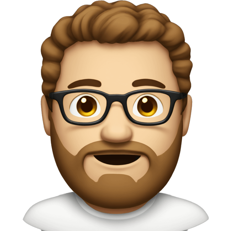 A fat man with brown hair and brown short beard and round glasses who drinks coffee  emoji