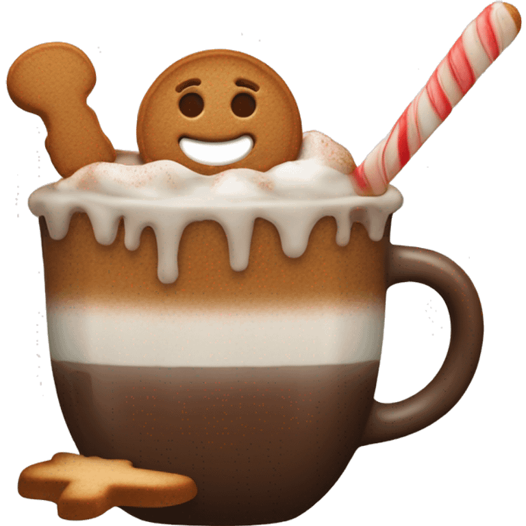 Gingerbread in čip of hot chocolate emoji