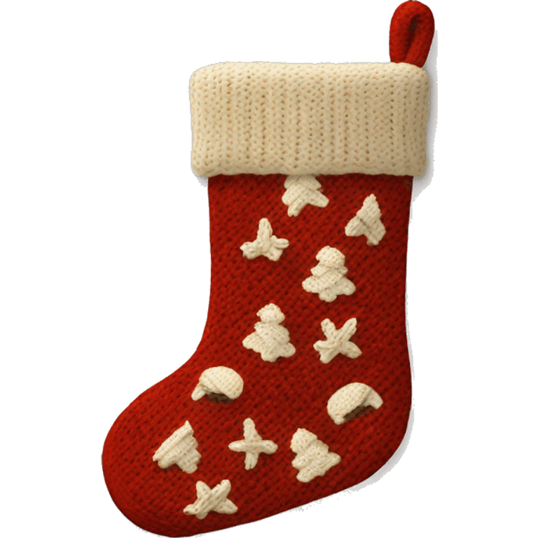 Knitted creams colored Christmas stockings  emoji