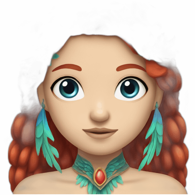 quetzalcuoatl red head, blue eye, white skin girl emoji