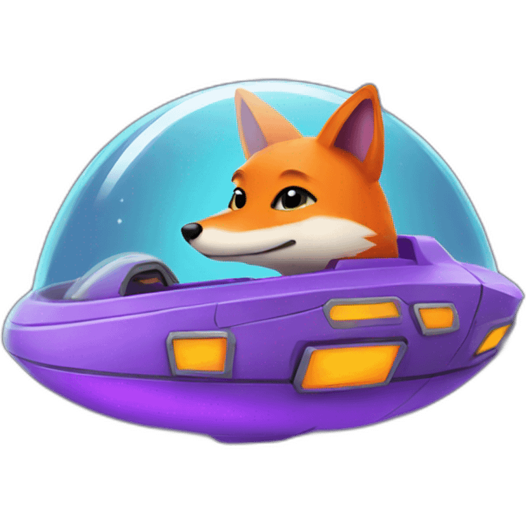 a purple fox in a spaceship emoji