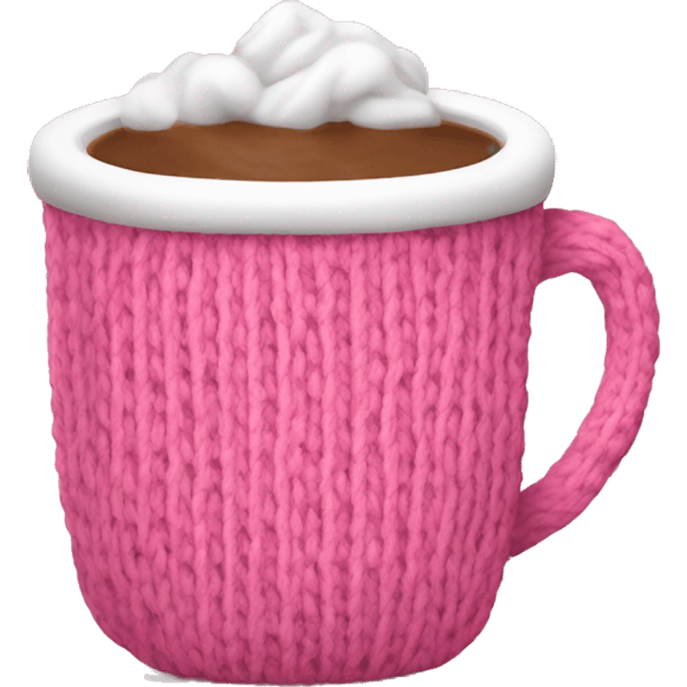 Hot cocoa in pink mug that has a knit texture emoji