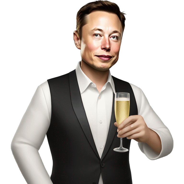 Elon Musk with a champagne glass emoji