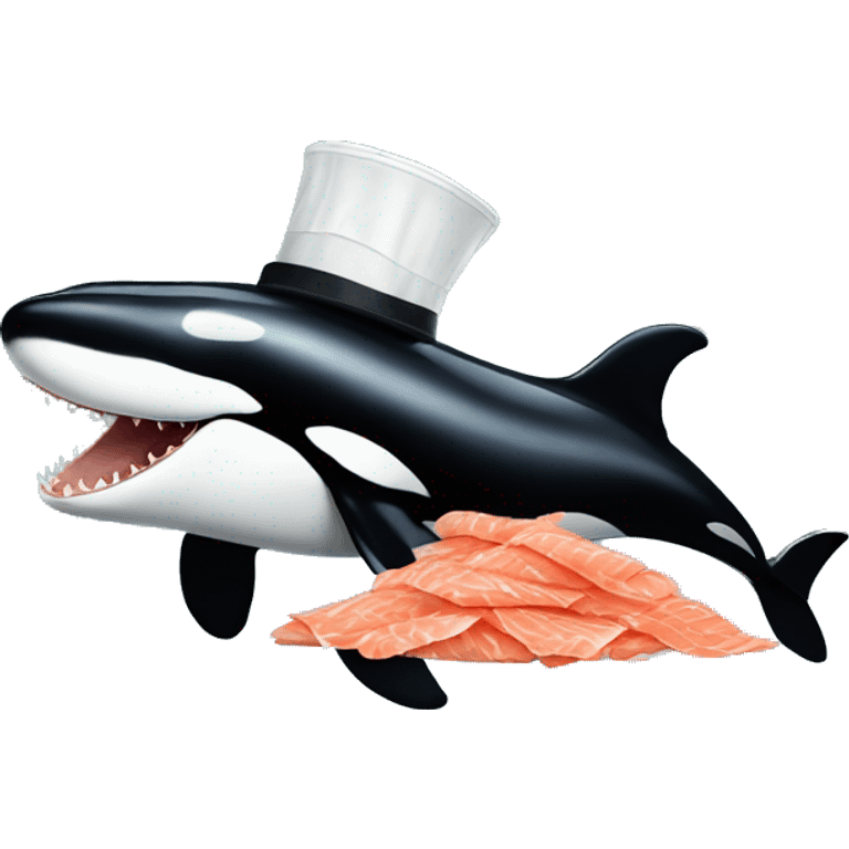 an orca wearing a hat made of dead salmon emoji