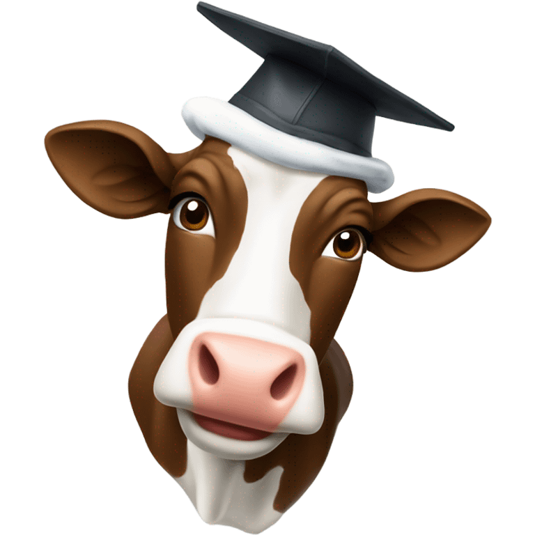 Vache avec toque universitaire emoji