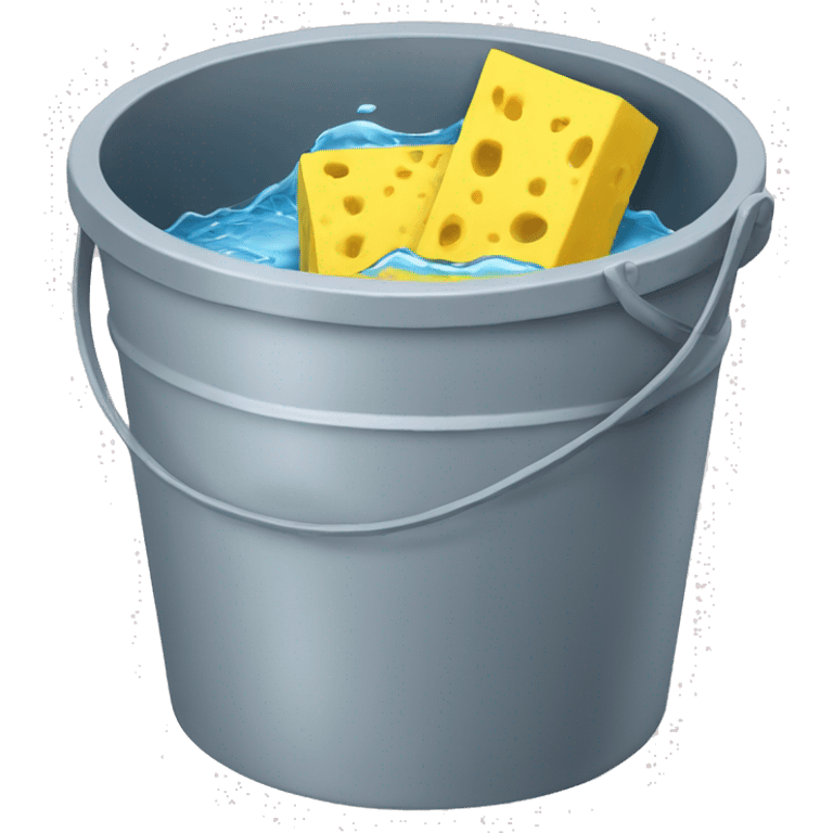 bucket of water with yellow sponge inside emoji