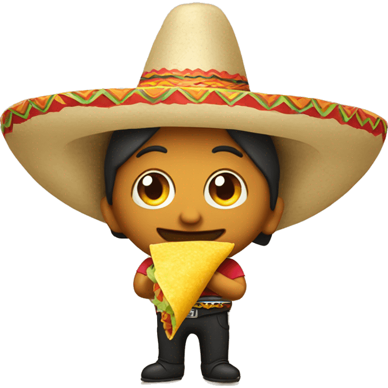 Mexican wearing sombrero eating a taco emoji