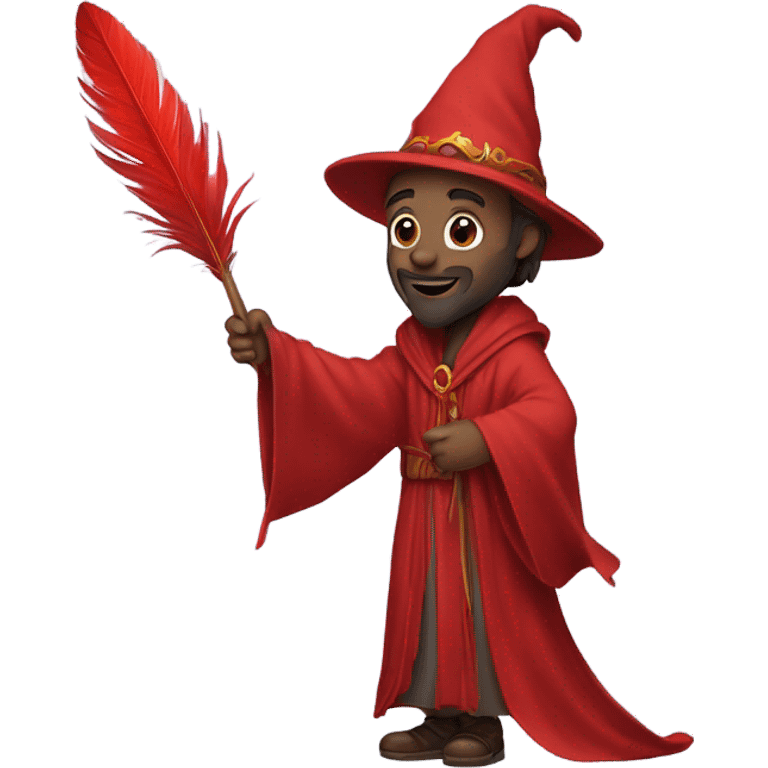 wizard holding a red feather emoji