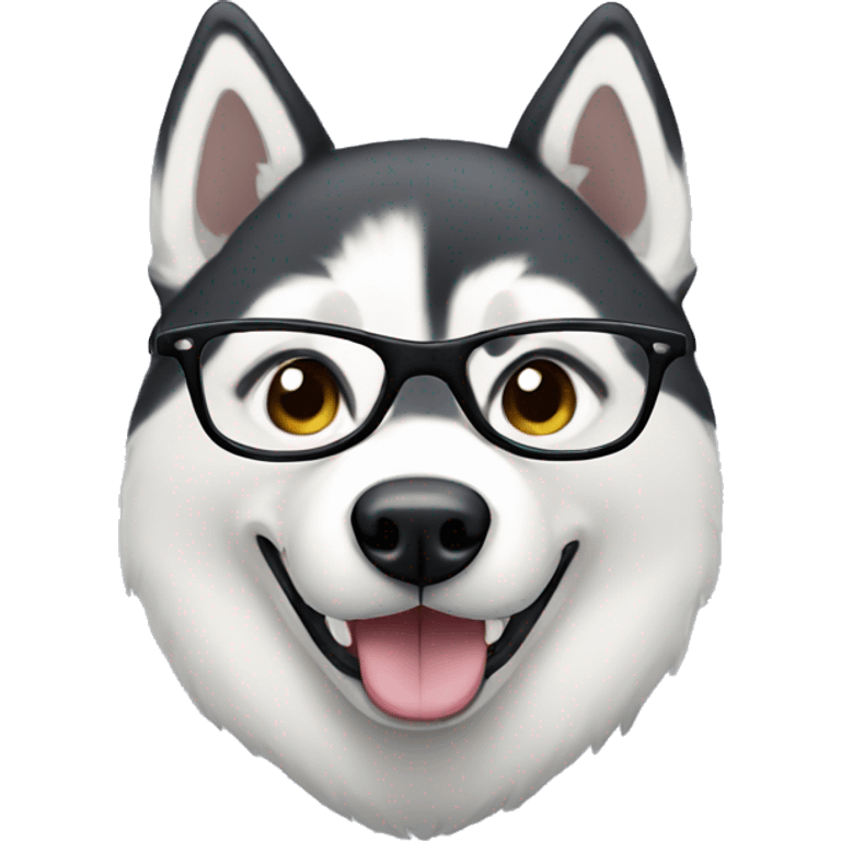 Husky with glasses  emoji