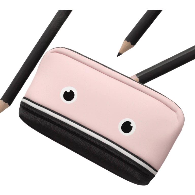 pink pastel and black pencil case  emoji