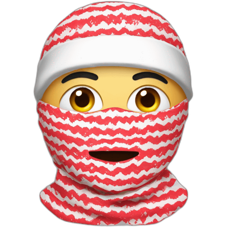 A person masked with red and white shemagh and wearing military clothing  emoji