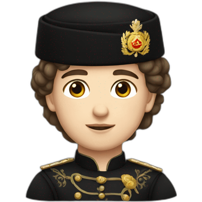 Young brownhair tsar of Russia in black cossack shirt emoji