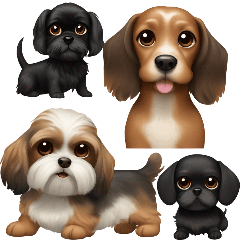 Brown Dachshund and black shih tzu  emoji