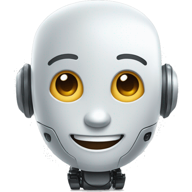 A smiling AI robot with a bright and cheerful expression. emoji