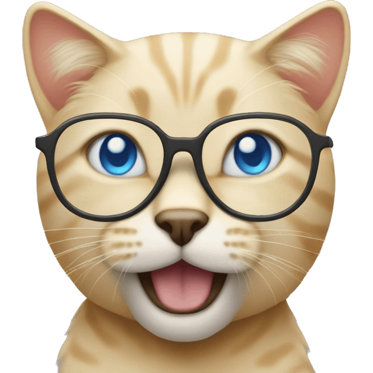 blonde cat with blue eyes in glasses emoji