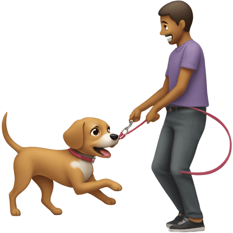 Tiny dog dragging owner emoji