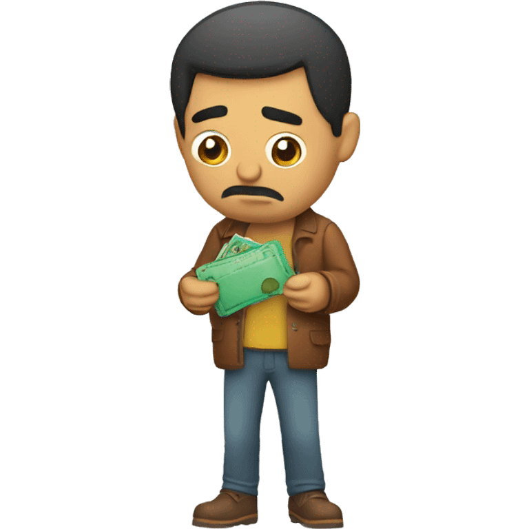  sad Mexican man looking into his empty wallet. emoji