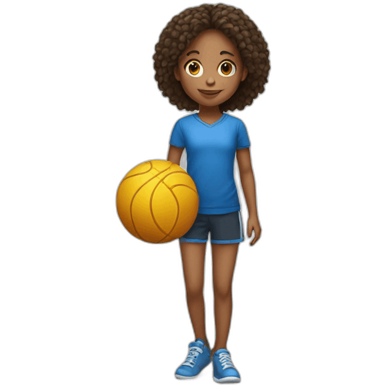 a young girl with a ball in full growth emoji