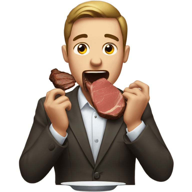 Man eating a steak with his hands emoji