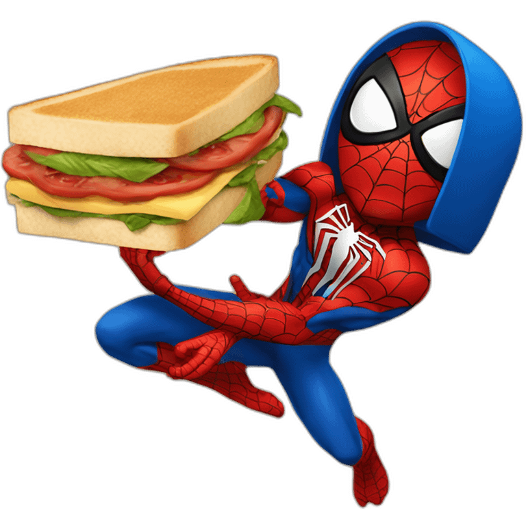 Spiderman comiendo un sandwich emoji