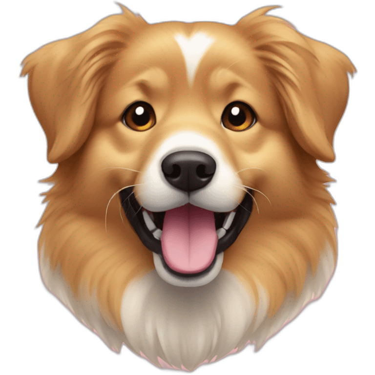 happy small mix-breed between Golden Retriever and Spitz emoji