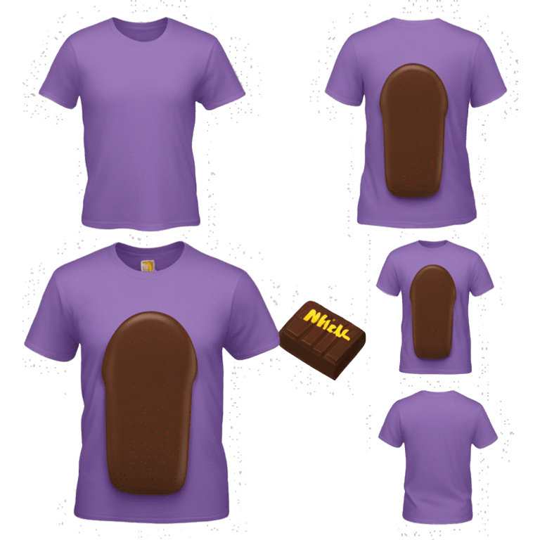 Light purple t-shirt with text “milfa” in style milka chocolate  emoji