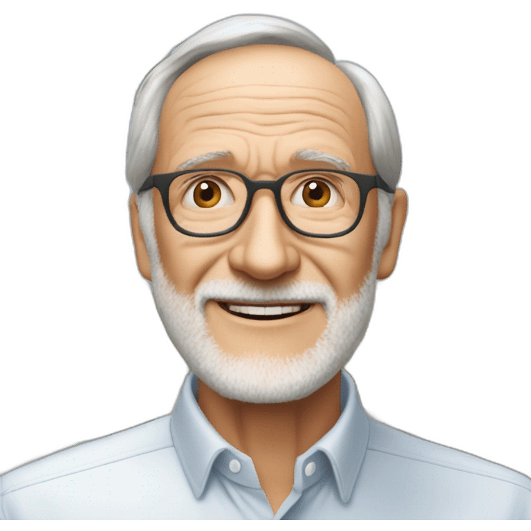 the architect renzo piano, seeing a building he has just built. emoji