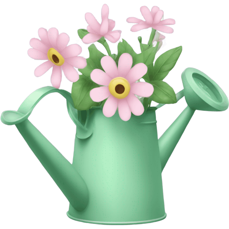 Flowers in pastel green watering can  emoji