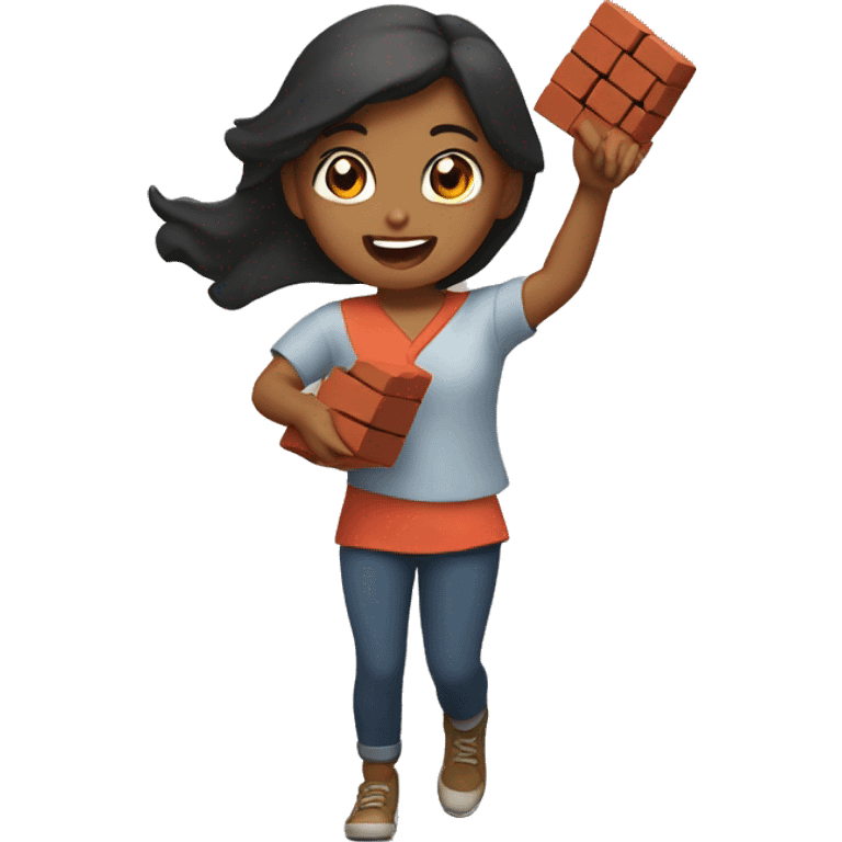 Girl throwing a brick emoji