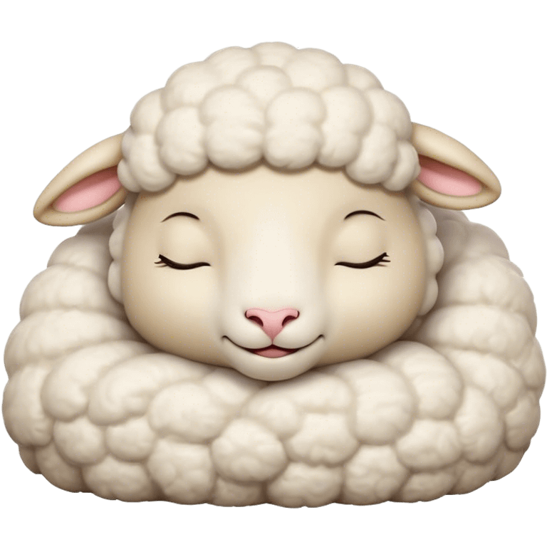 Meme-Worthy Cute Sleeping Sheep Portrait Emoji, Head resting peacefully with a contented smile, showcasing a robust build and a luxuriously soft white fleece, eyes shut in a serene, restful nap, Simplified yet hilariously adorable features, highly detailed, glowing with a soft, drowsy light, high shine, relaxed and utterly lovable, stylized with an air of playful laziness, bright and heartwarming, soft glowing outline, capturing the essence of a comically sleepy sheep, so meme-worthy it feels like it could instantly become the next viral sensation of adorable slumber! emoji