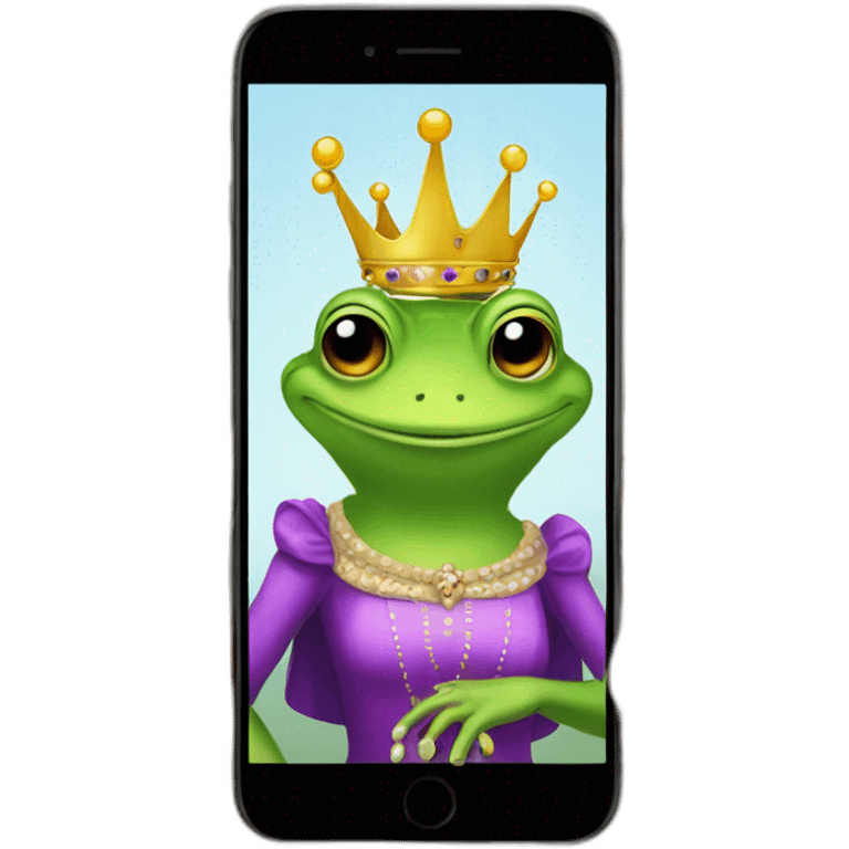 queen of frogs sit on her phone emoji