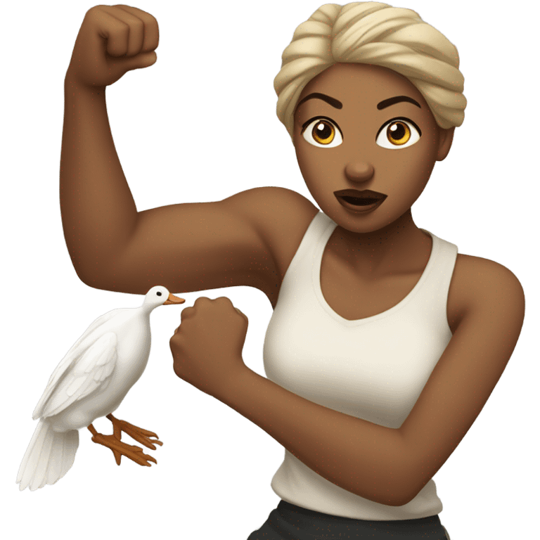 Black woman punching a goose emoji