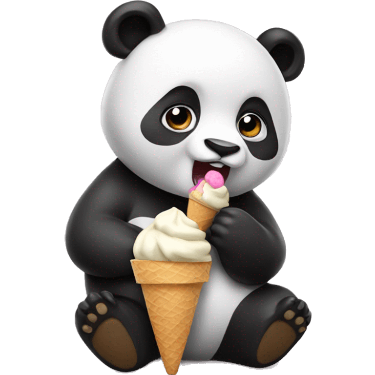 Panda eating ice cream emoji